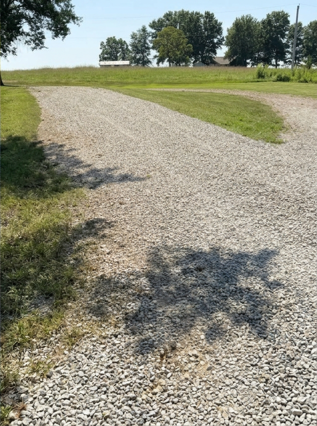 Gravel driveway restoration after project